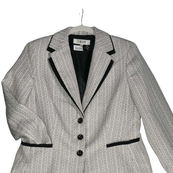 Jones NY Studio Jacket Blazer Womens Size 12 Pockets Metallic Contrast Lapel - Picture 2 of 10